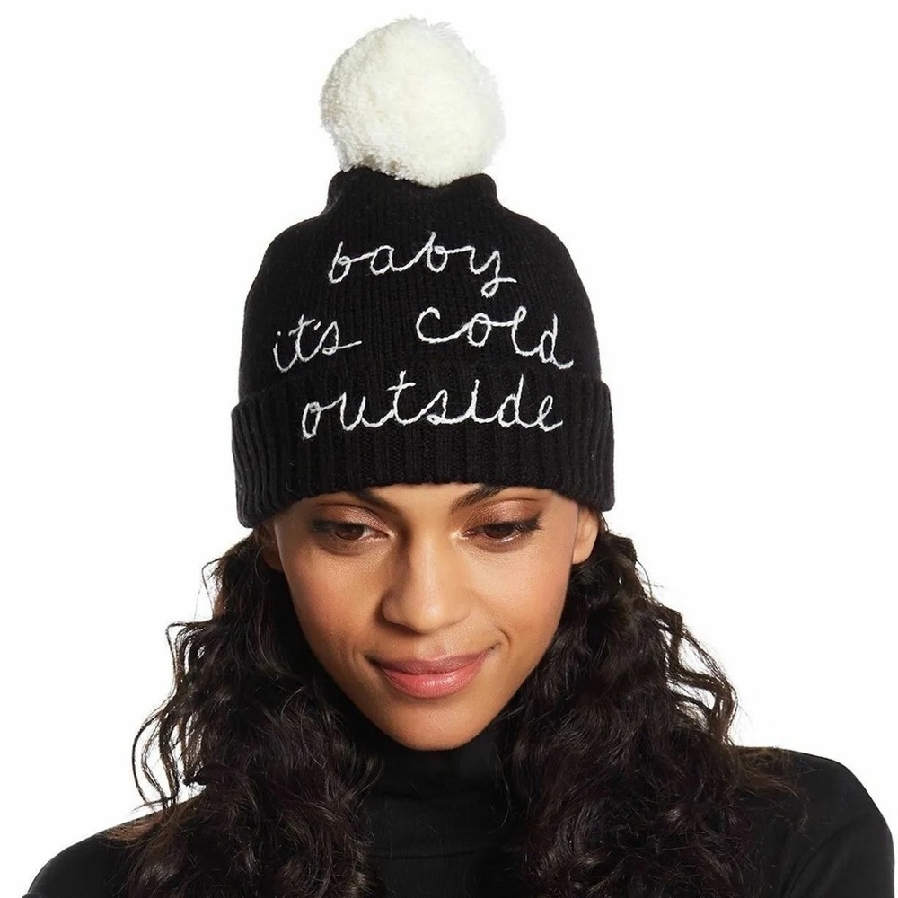 Black Knit Pom-Pom Beanie
